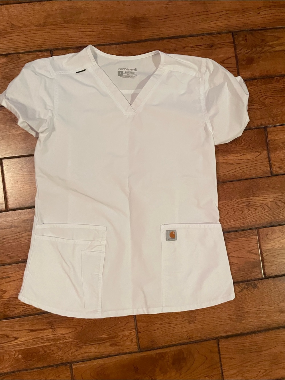 Carhartt Women's White V-Neck Scrub Top